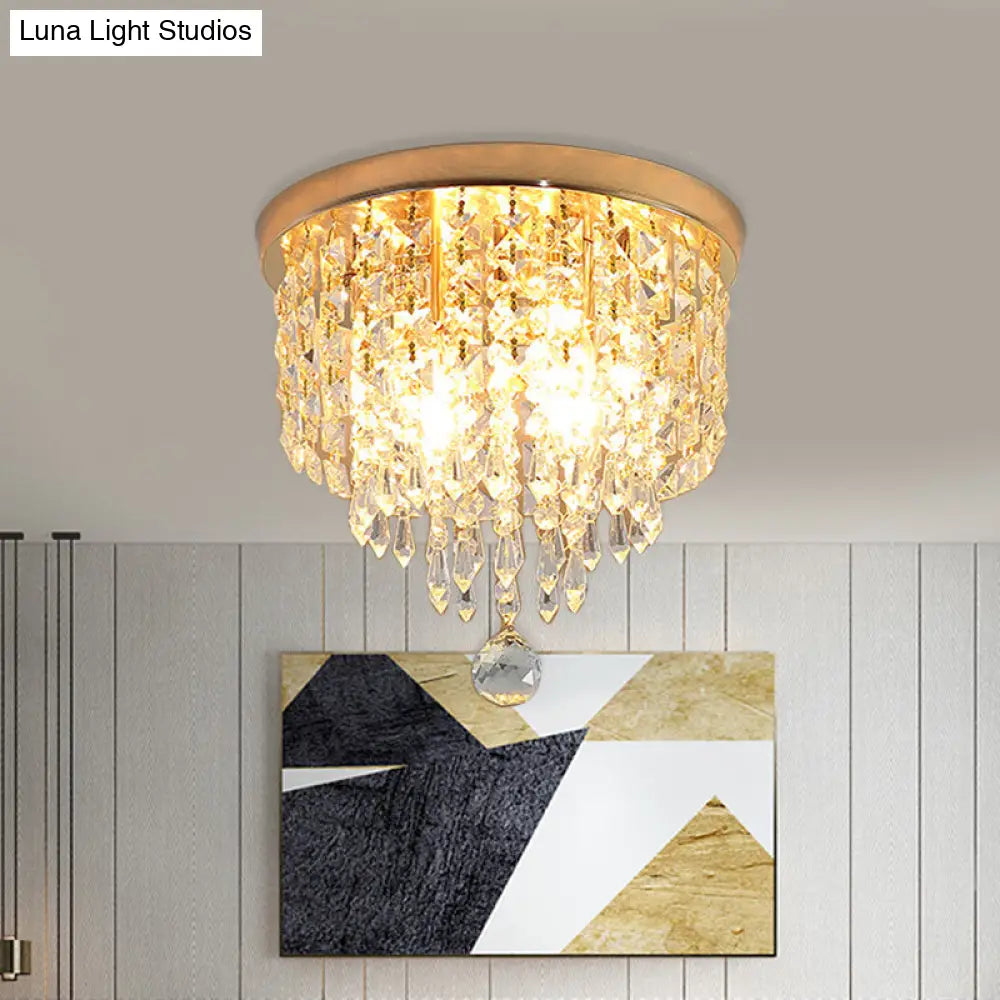 Contemporary Crystal Strand Waterfall Flushmount 8’/10’ Wide Ceiling Light Fixture For Hallways