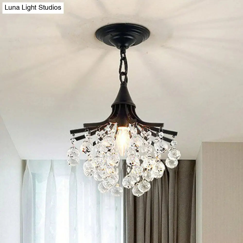 Contemporary Crystal Strands Ceiling Light Fixture - Terrace Semi Flush Mount Chandelier