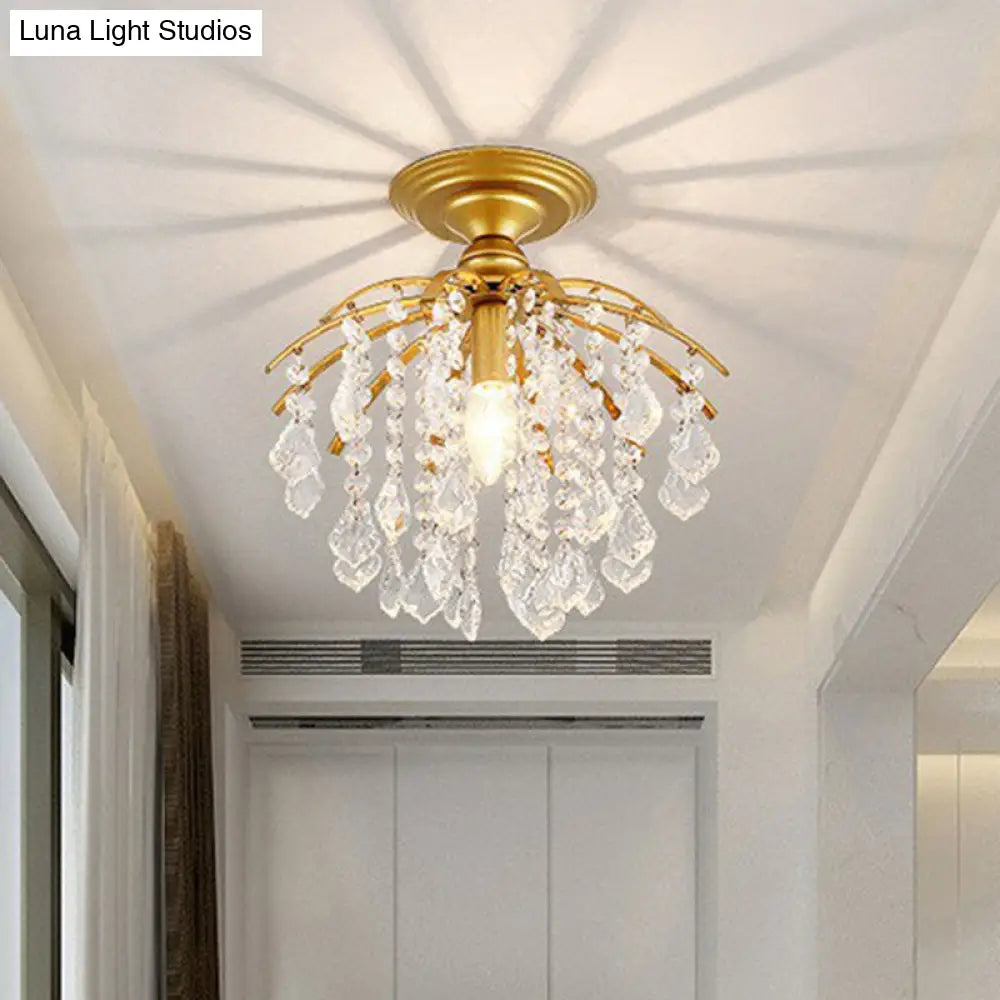 Contemporary Crystal Strands Ceiling Light Fixture - Terrace Semi Flush Mount Chandelier