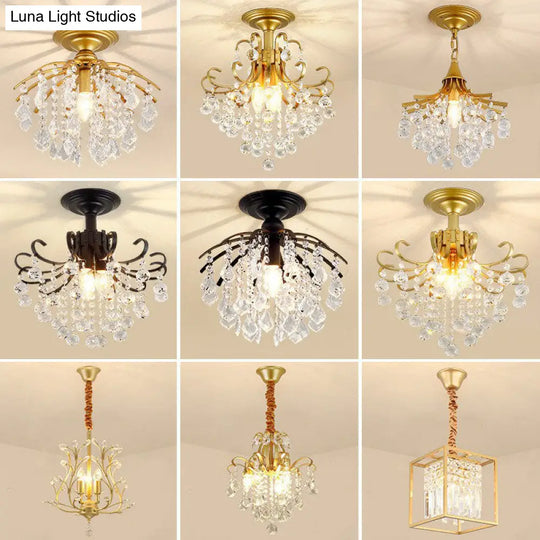 Contemporary Crystal Strands Ceiling Light Fixture - Terrace Semi Flush Mount Chandelier