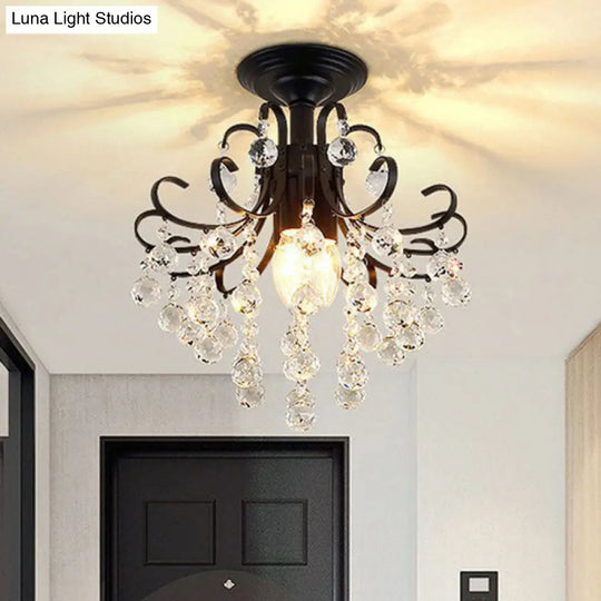 Contemporary Crystal Strands Ceiling Light Fixture - Terrace Semi Flush Mount Chandelier