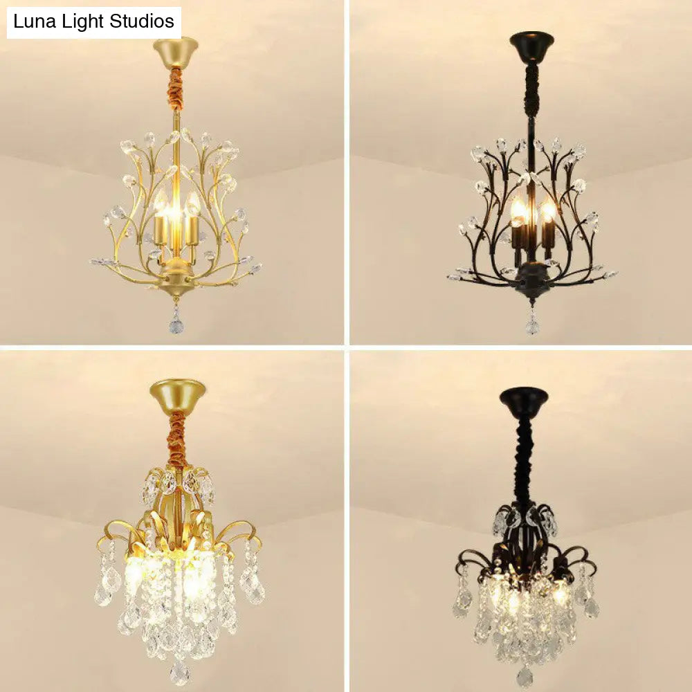 Contemporary Crystal Strands Ceiling Light Fixture - Terrace Semi Flush Mount Chandelier