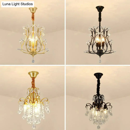 Contemporary Crystal Strands Ceiling Light Fixture - Terrace Semi Flush Mount Chandelier