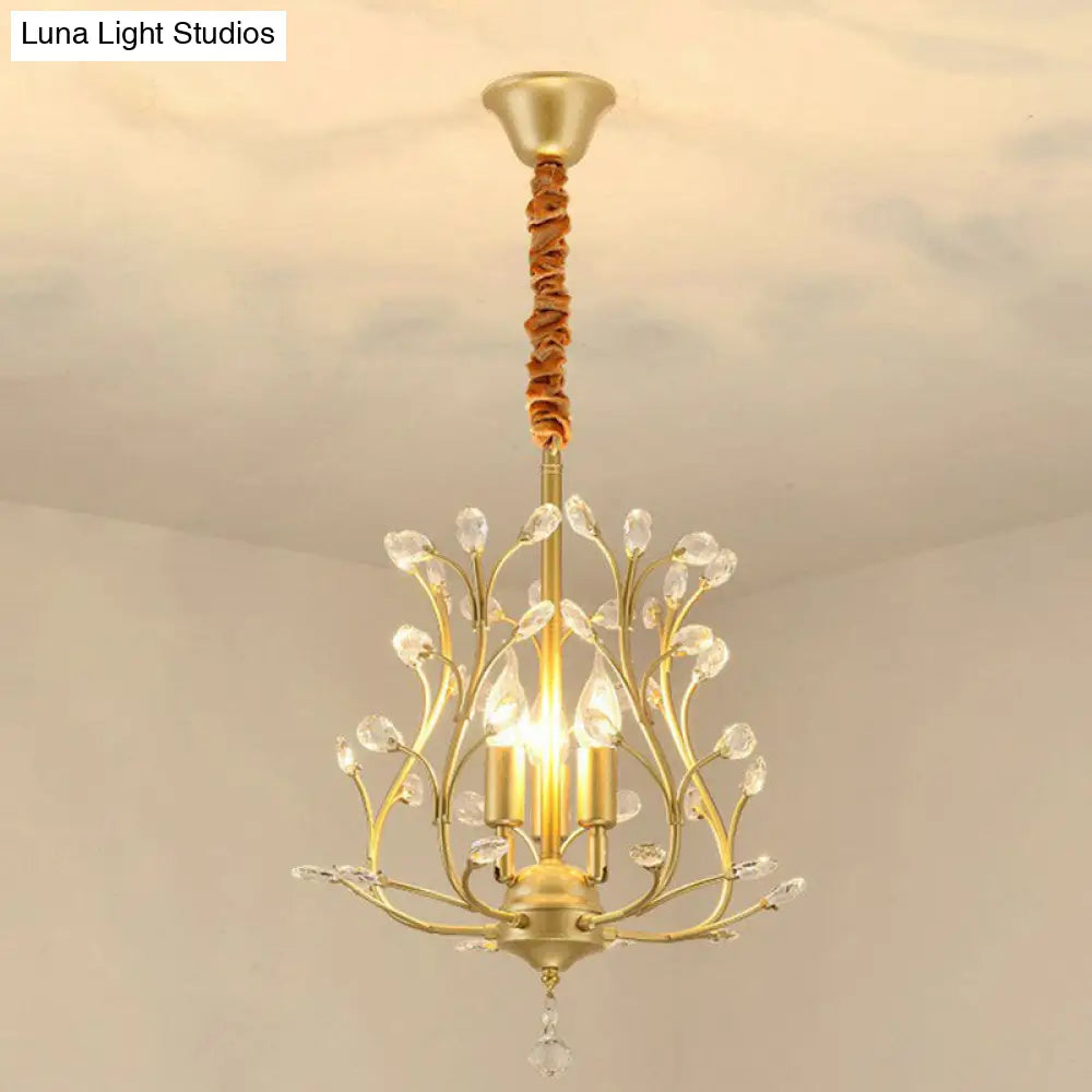 Contemporary Crystal Strands Ceiling Light Fixture - Terrace Semi Flush Mount Chandelier Gold / G