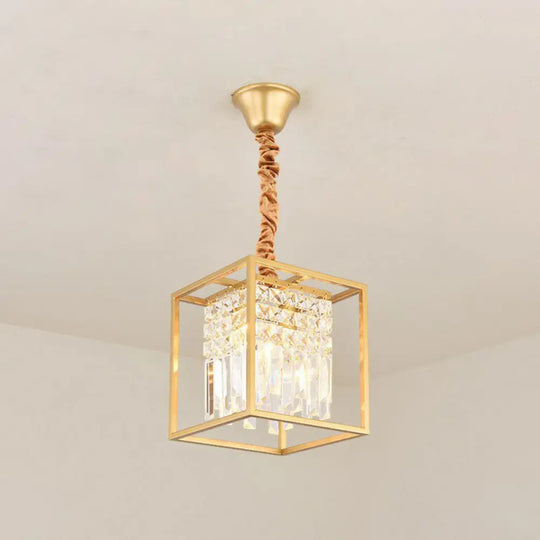Contemporary Crystal Strands Ceiling Light Fixture - Terrace Semi Flush Mount Chandelier Gold / E