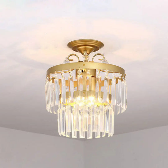 Contemporary Crystal Strands Ceiling Light Fixture - Terrace Semi Flush Mount Chandelier Gold / F