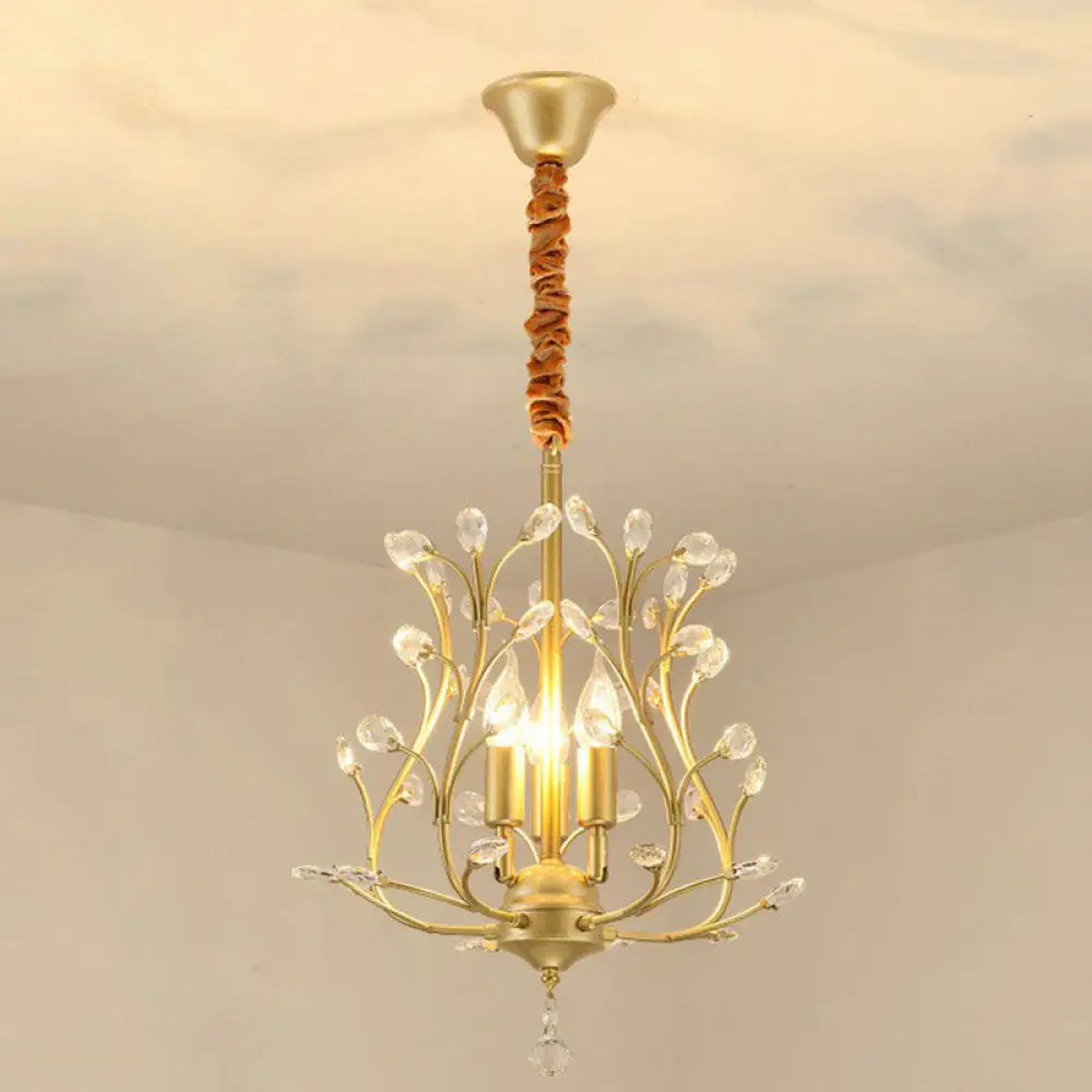 Contemporary Crystal Strands Ceiling Light Fixture - Terrace Semi Flush Mount Chandelier Gold / G