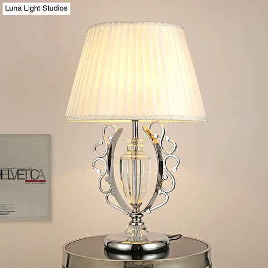 Contemporary Crystal Table Lamp: Hand-Cut Modern Urn Shape Chrome Finish