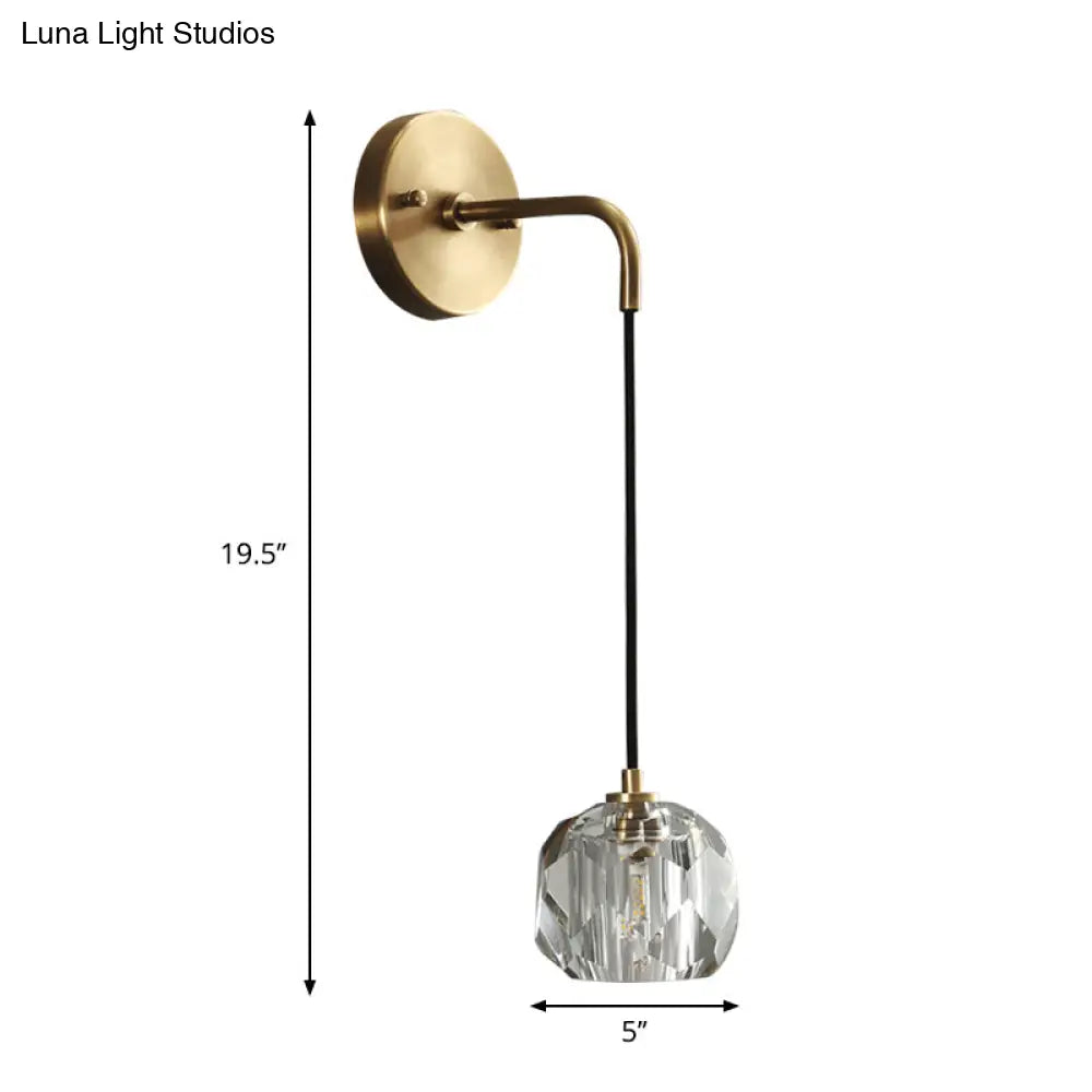 Contemporary Crystal Wall Lamp Gold Globe Sconce Light Fixture