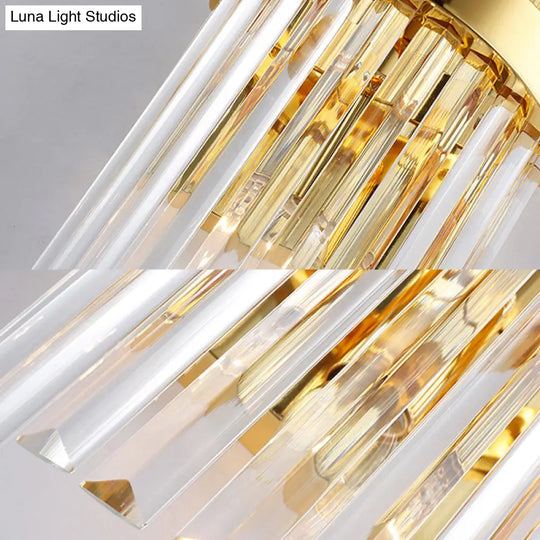 Contemporary Crystal Wall Lamp With Cylinder Design - Golden Lighting For Living Room Includes 2