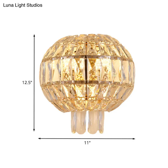 Contemporary Crystal Wall Sconce - Gold Finish Tiered Design 3 Bulbs