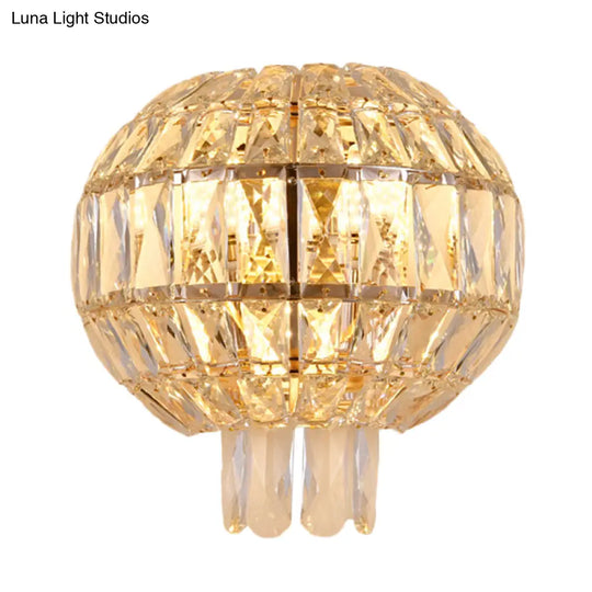 Contemporary Crystal Wall Sconce - Gold Finish Tiered Design 3 Bulbs