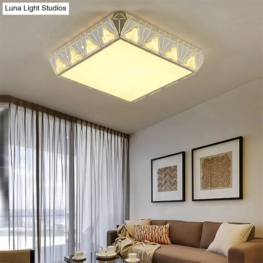 Contemporary Crystal White Led Ceiling Light - Modern Tapered Shape Remote Control & Stepless