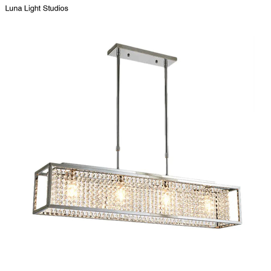 Contemporary Cuboid Island Pendant Chandelier With Crystal Drops