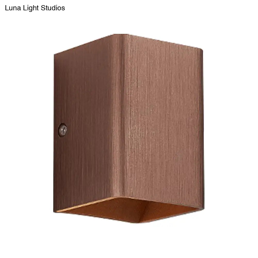 Contemporary Cuboid Metal Led Wall Sconce - Bronze/Gold/White Light For Living Room