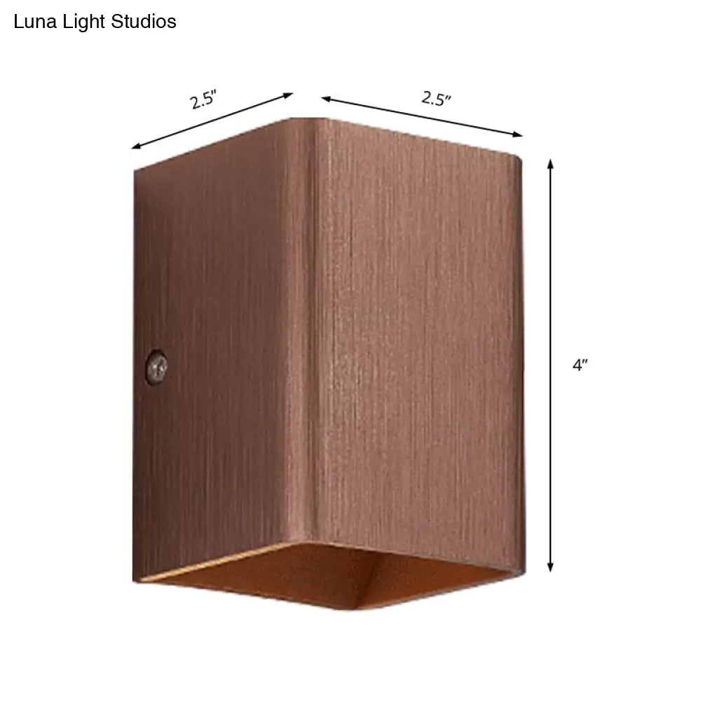 Contemporary Cuboid Metal Led Wall Sconce - Bronze/Gold/White Light For Living Room