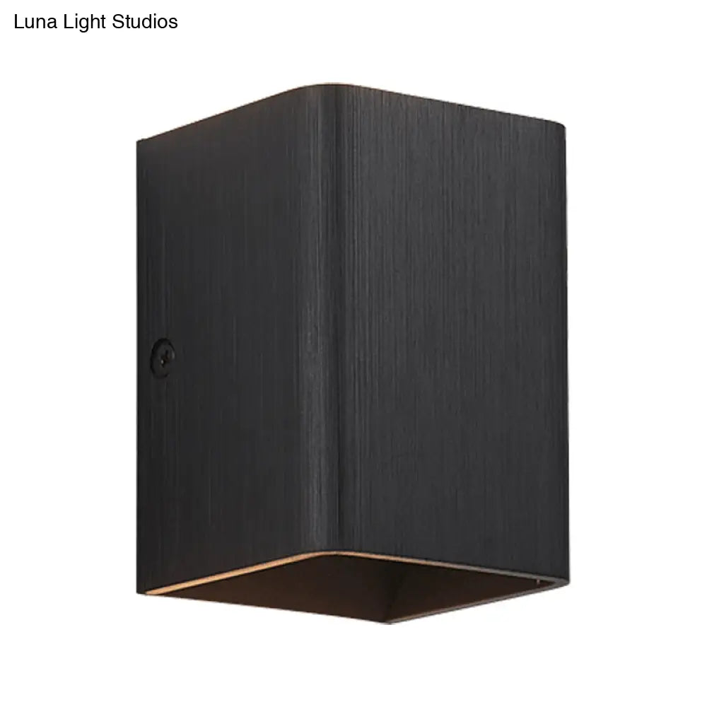 Contemporary Cuboid Metal Led Wall Sconce - Bronze/Gold/White Light For Living Room