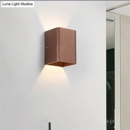 Contemporary Cuboid Metal Led Wall Sconce - Bronze/Gold/White Light For Living Room