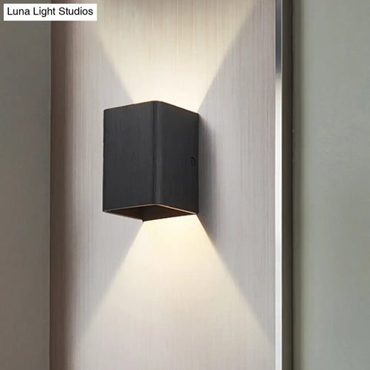 Contemporary Cuboid Metal Led Wall Sconce - Bronze/Gold/White Light For Living Room