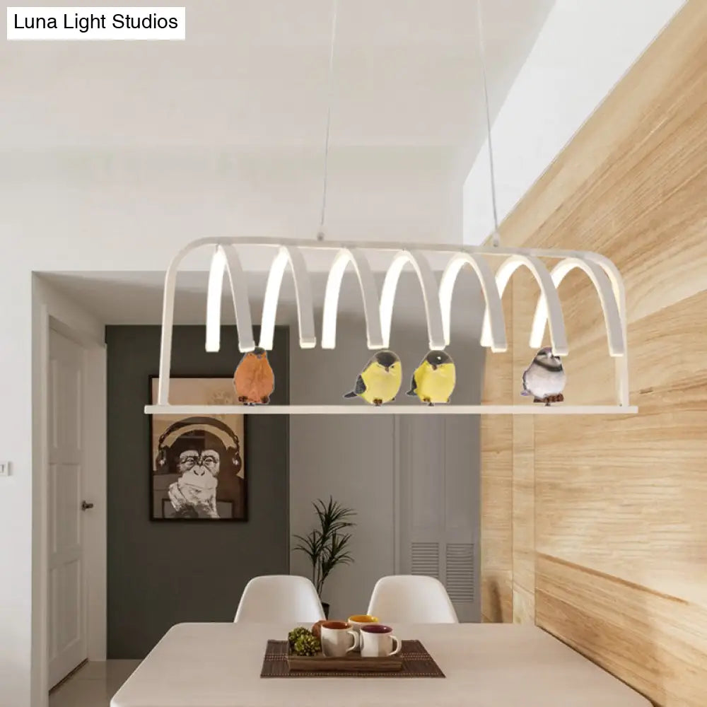 Contemporary Curved Acrylic Chandelier With Led Lighting White Modern Pendant Lamp In