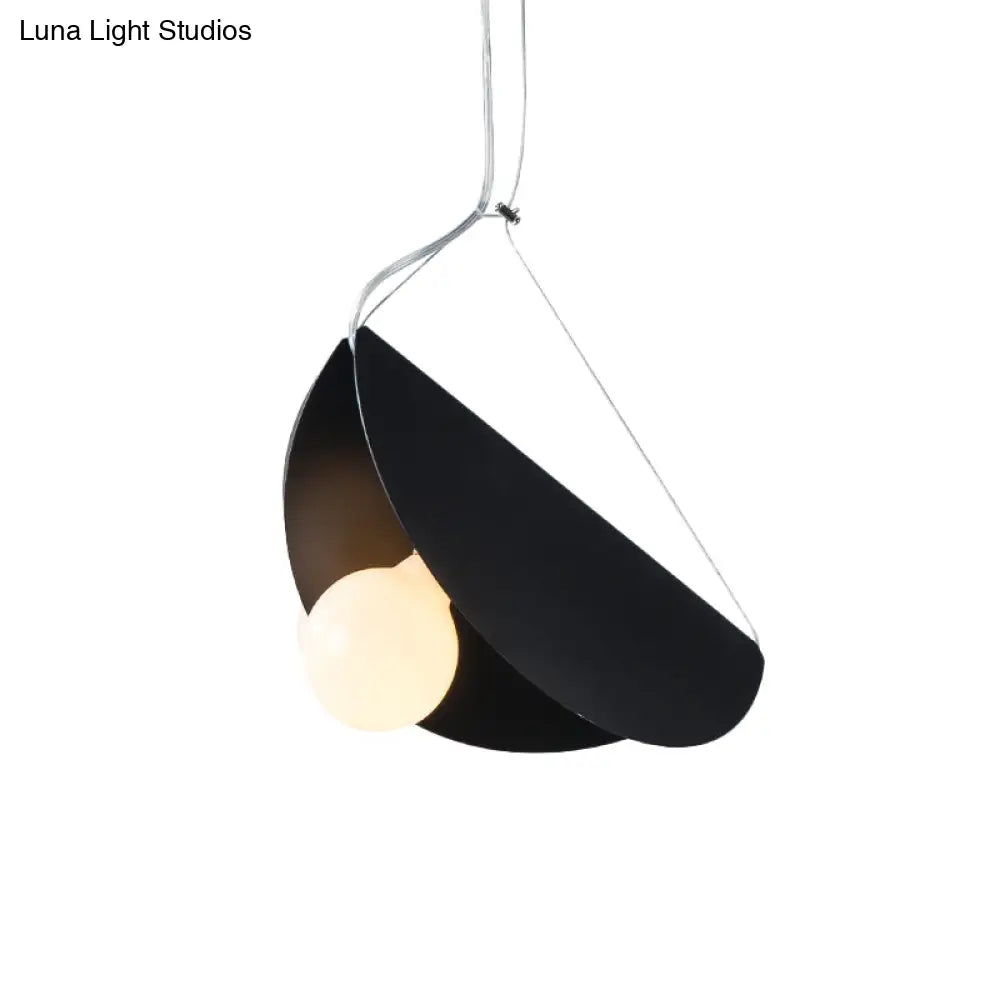 Contemporary Curved Hanging Lighting - 1 Light Metal Pendant For Bedroom Black/Grey