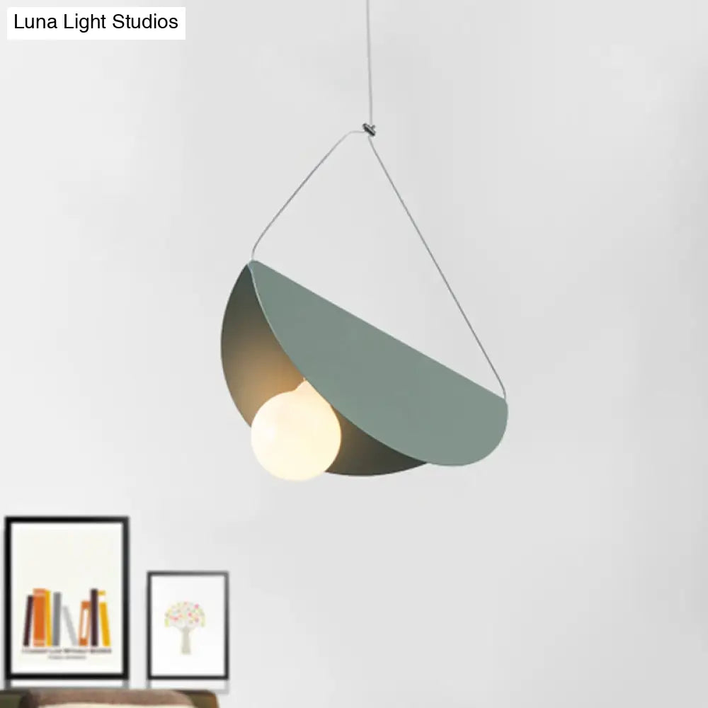 Contemporary Curved Hanging Lighting - 1 Light Metal Pendant For Bedroom Black/Grey