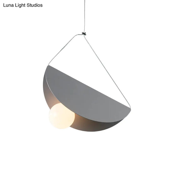 Contemporary Curved Hanging Lighting - 1 Light Metal Pendant For Bedroom Black/Grey