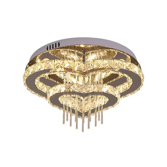 Contemporary Cut - Crystal Heart Led Ceiling Light For Bedroom Silver / 16.5’ Third Gear