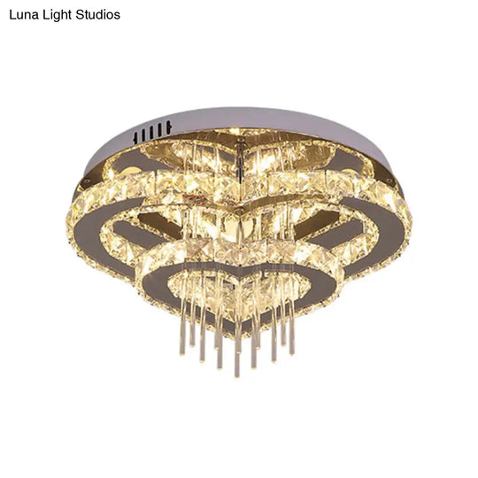 Contemporary Cut-Crystal Heart Led Ceiling Light For Bedroom Silver / 16.5 Third Gear