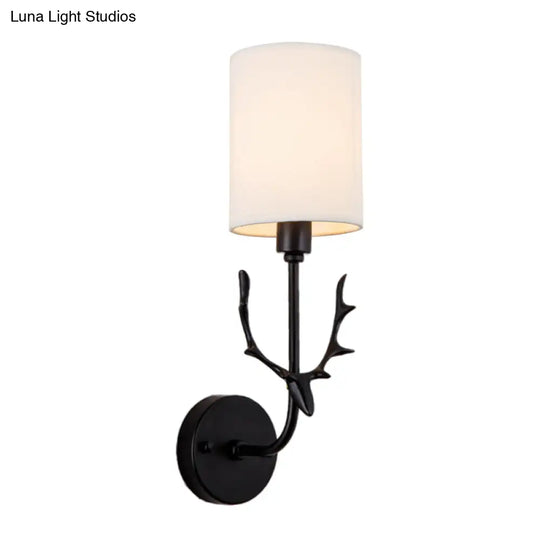 Contemporary Cylinder Wall Sconce With Fabric Shade - Coastal-Inspired Living Room Lighting In