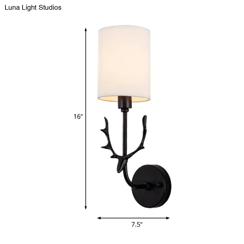 Contemporary Cylinder Wall Sconce With Fabric Shade - Coastal-Inspired Living Room Lighting In