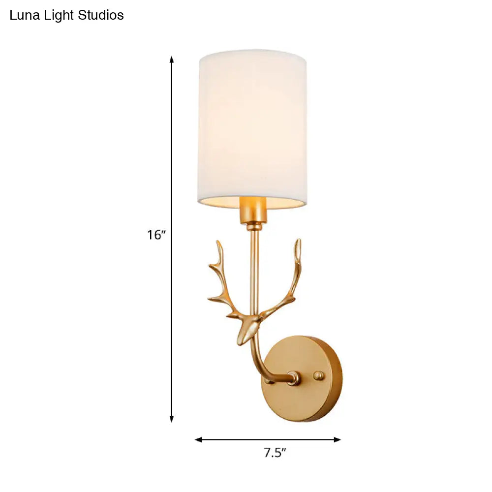 Contemporary Cylinder Wall Sconce With Fabric Shade - Coastal-Inspired Living Room Lighting In