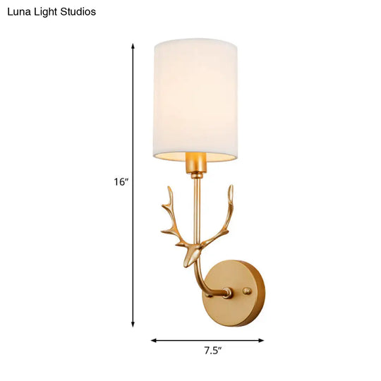 Contemporary Cylinder Wall Sconce With Fabric Shade - Coastal-Inspired Living Room Lighting In