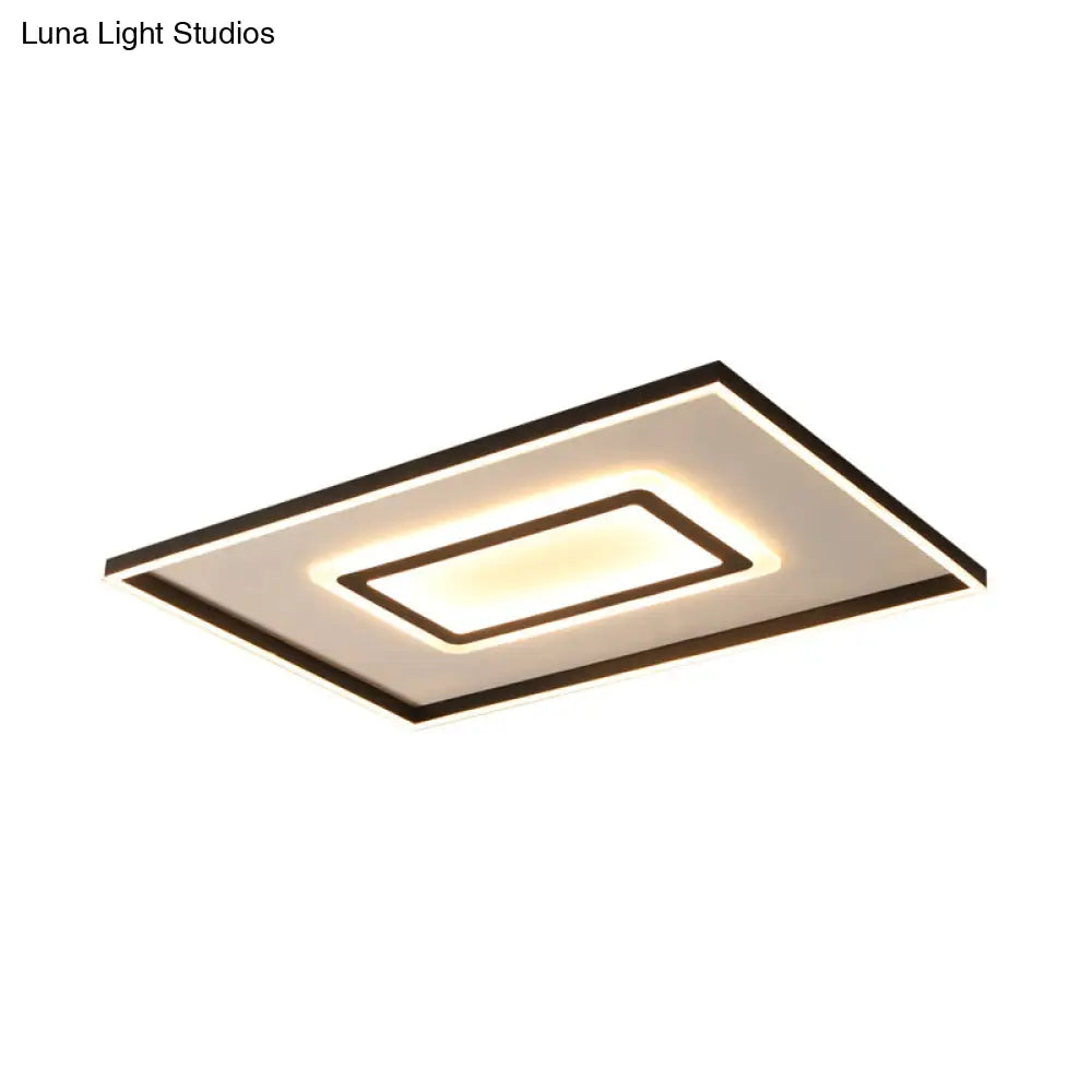 Contemporary Dark Brown Acrylic Led Flush Ceiling Light - Square/Rectangular Design