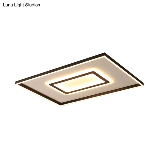 Contemporary Dark Brown Acrylic Led Flush Ceiling Light - Square/Rectangular Design