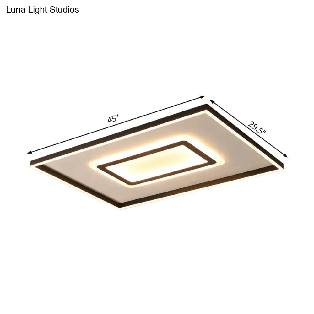 Contemporary Dark Brown Acrylic Led Flush Ceiling Light - Square/Rectangular Design