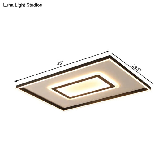 Contemporary Dark Brown Acrylic Led Flush Ceiling Light - Square/Rectangular Design