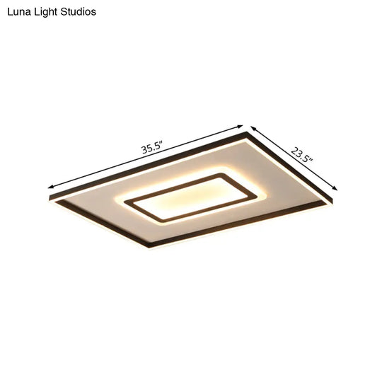 Contemporary Dark Brown Acrylic Led Flush Ceiling Light - Square/Rectangular Design