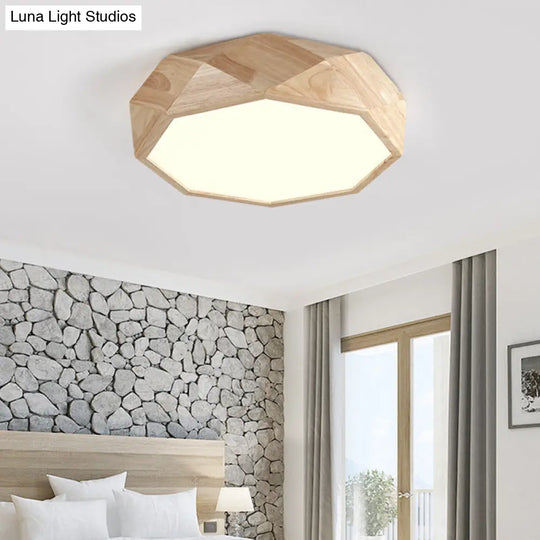 Contemporary Diamond Flush Mount Bedroom Ceiling Light Wood / 18 Natural