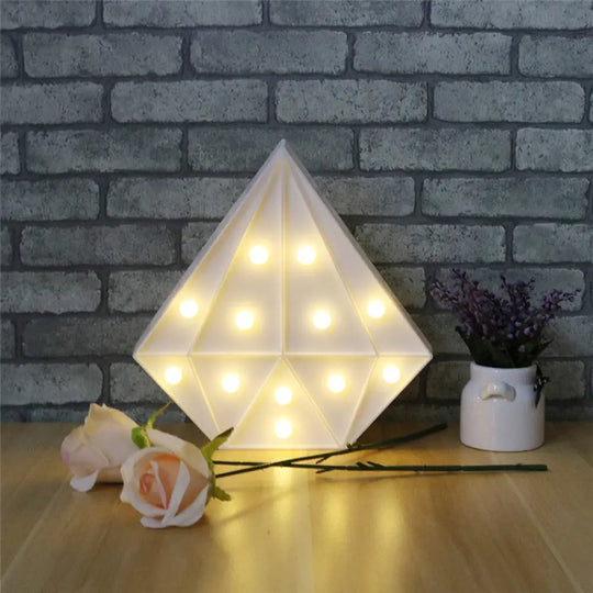 Contemporary Diamond Led Wall Night Light - Battery Operated White