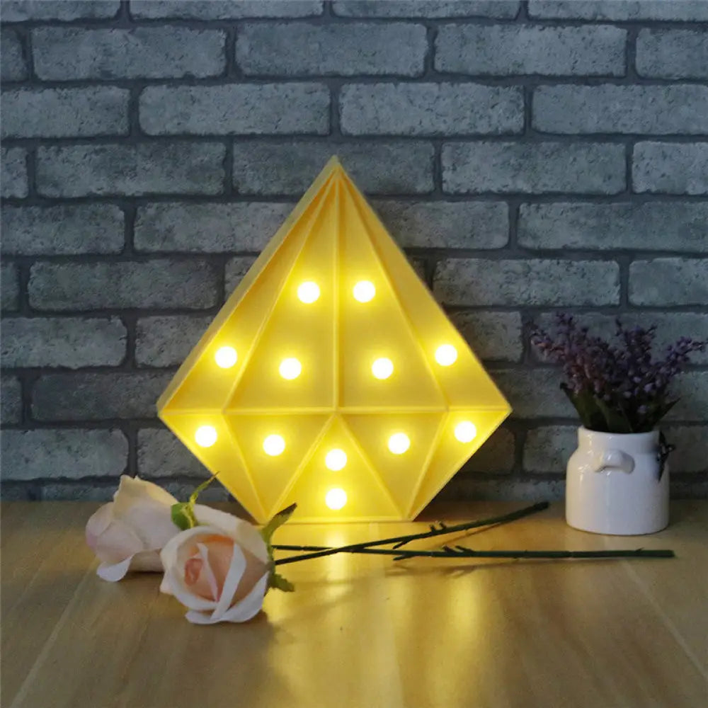 Contemporary Diamond Led Wall Night Light - Battery Operated Yellow