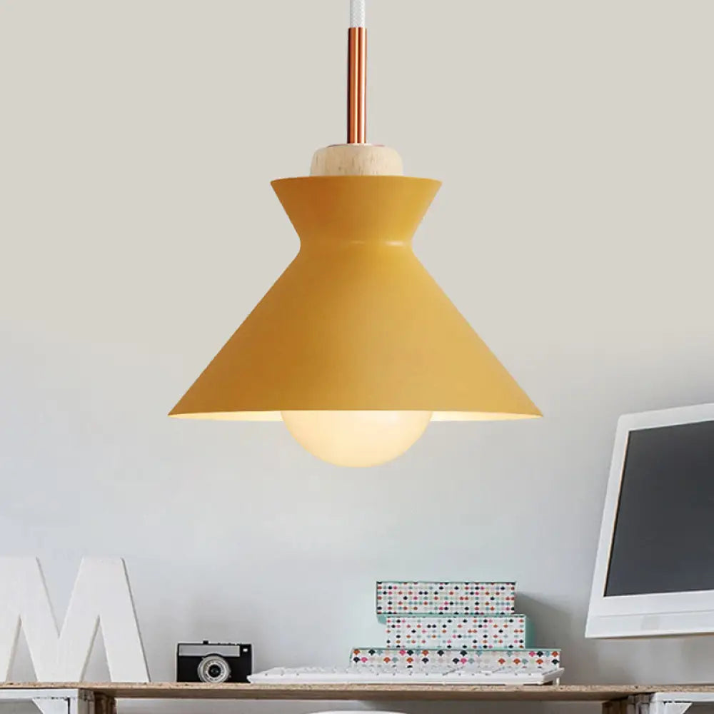 Contemporary Dome/Cone Metal Pendant Light - Grey/Yellow/Green Yellow / Cone