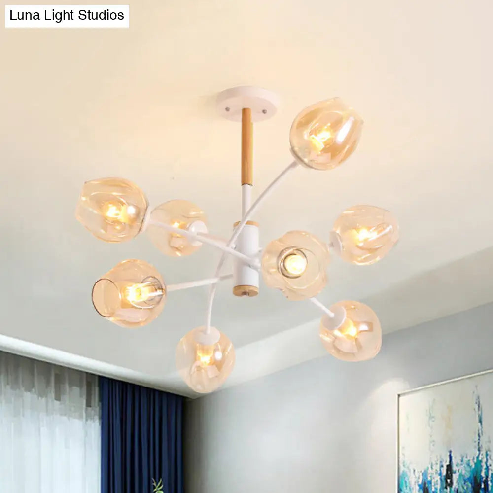 Contemporary Dome Chandelier With Blue/Tan Glass 6/8 Lights - Stylish Pendant Light For Living Room