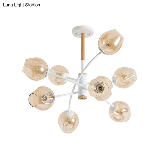 Contemporary Dome Living Room Chandelier: Blue/Tan Glass 6/8 Lights Stylish Pendant Light