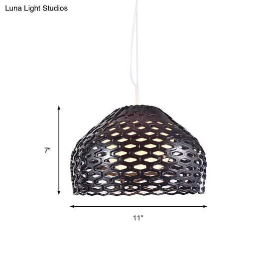 Dome Pendant Light: Contemporary Resin Hanging Lamp For Dining Room White/Black Fixture