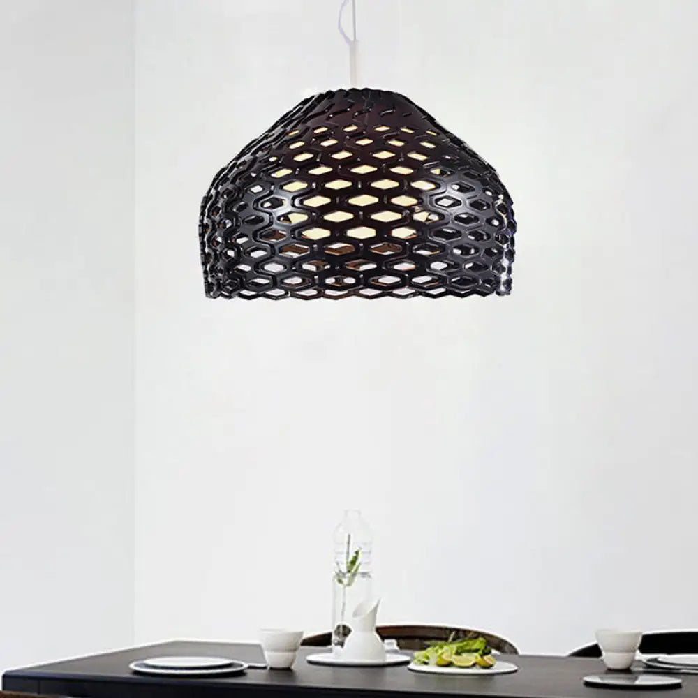 Contemporary Dome Pendant Light: Resin 1-Light White/Black Hanging Lamp For Dining Room Black