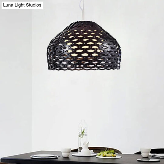 Dome Pendant Light: Contemporary Resin Hanging Lamp For Dining Room White/Black Fixture Black