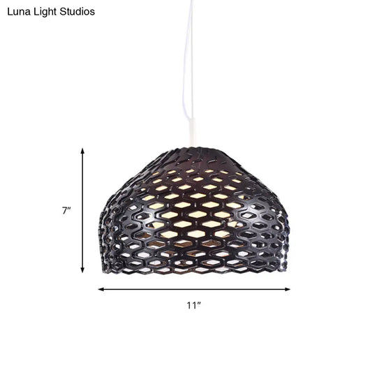 Contemporary Dome Pendant Light: Resin 1-Light White/Black Hanging Lamp For Dining Room