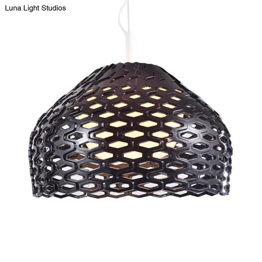 Contemporary Dome Pendant Light: Resin 1-Light White/Black Hanging Lamp For Dining Room