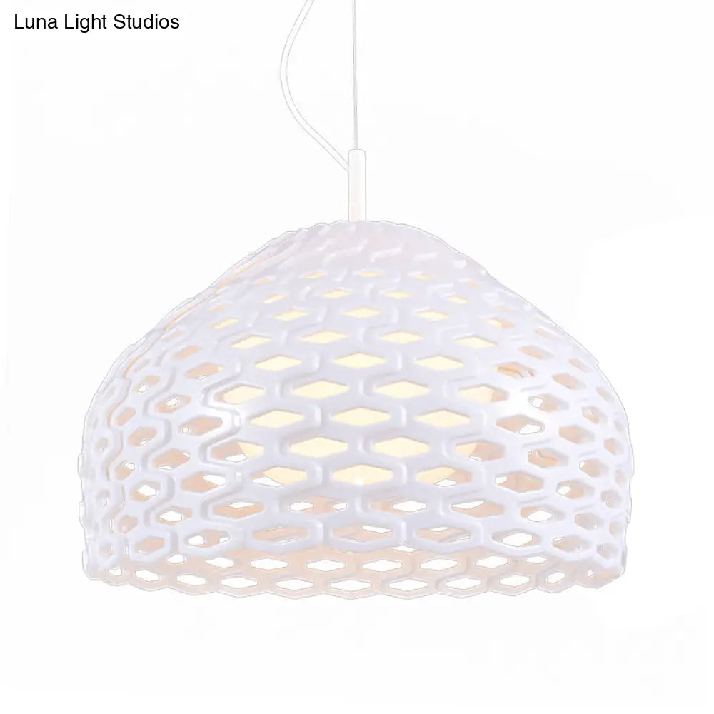 Contemporary Dome Pendant Light: Resin 1-Light White/Black Hanging Lamp For Dining Room